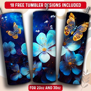 Dogwood Tumbler Wrap PNG, Floral 20 oz Skinny Tumbler Sublimation Design, Instant Download (+101 free Designs)