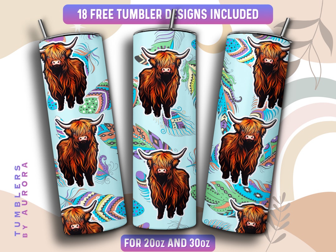 Highland Cow Tumbler Wrap PNG, 20 Oz Skinny Tumbler Sublimation Design ...