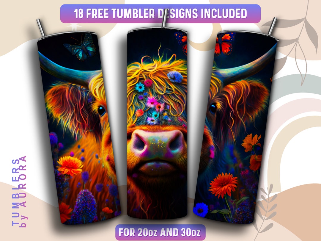 Highland Cow Tumbler Wrap PNG, 20 Oz Skinny Tumbler Sublimation Design ...