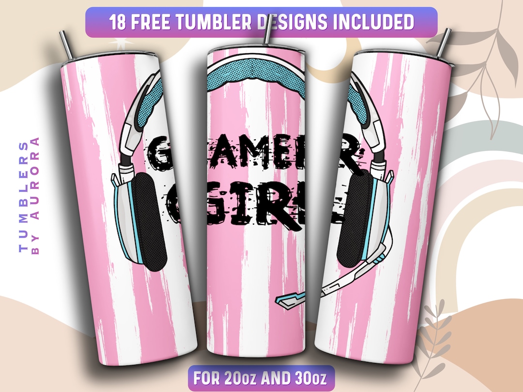 Gamer Girl Tumbler Wrap PNG, Gaming 20 Oz Skinny Tumbler Sublimation ...