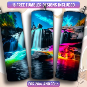 Waterfall Tumbler Wrap PNG, Forrest 20 Oz Skinny Tumbler Sublimation ...