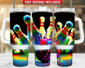 Bowling 40oz Tumbler Wrap PNG Design, Bowling 40oz Quencher Tumbler Sublimation Wrap, 40 oz Tumbler PNG, Instant Download