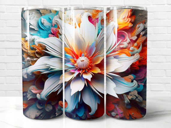 3D Flower Tumbler Wrap PNG, Floral 3D Sublimation Designs for Tumblers PNG, Instant Download (+101 free Designs)