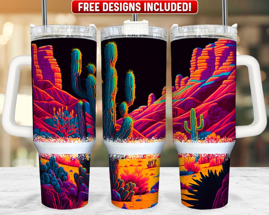 Desert 40oz Tumbler Wrap PNG Design, Cactus 40oz Quencher Tumbler ...
