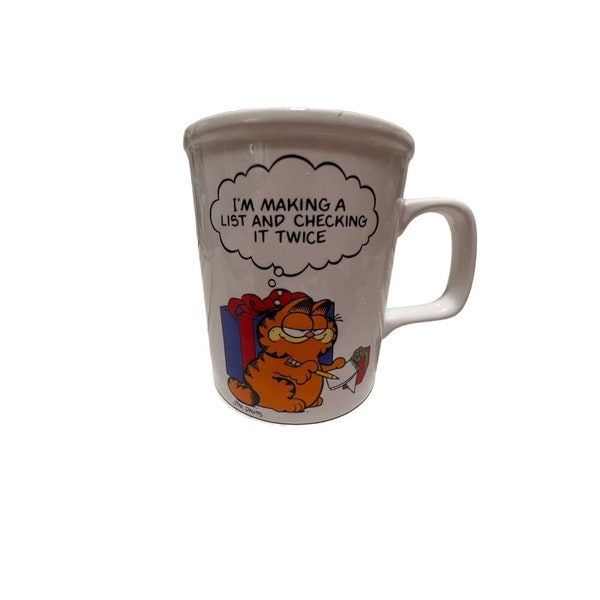 Garfield 1978 Coffee Mug I'm Making A List And Checking It Twice Vintage Cup Mug