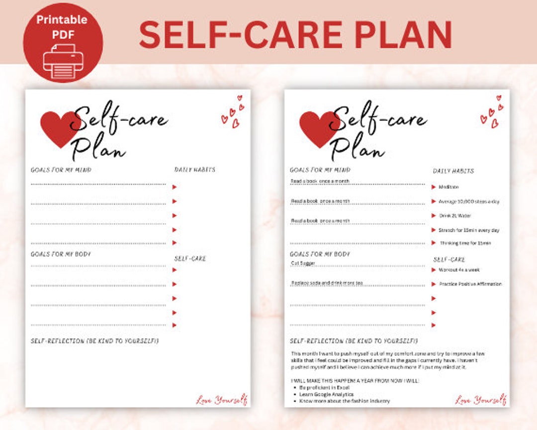 Printable Selfcare Plan for Enhanced Wellness Prioritize Etsy