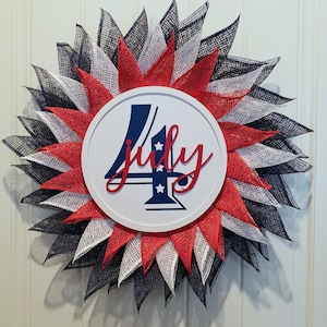 July 4th Wreath, Burlap Wreath, Red White Blue Wreath, Patriotic Wreath, Star Wreath