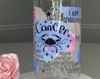 Cancer Zodiac Glass Tumbler with Straw