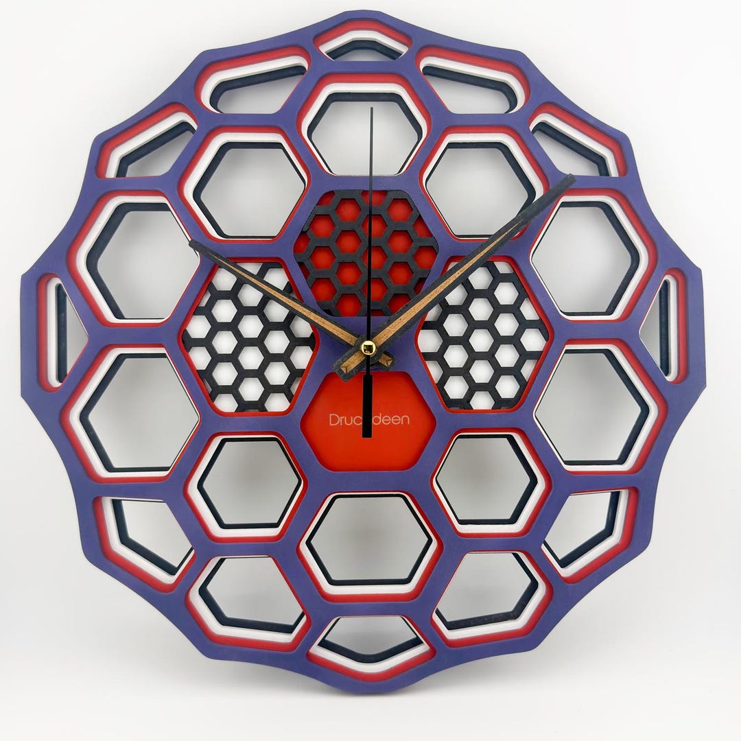 Modern Wall Clock in a Geometric Design – 4-layer & Laser-cut - Etsy