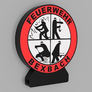 Firefighter lamp personalized – LED light with location – 3D printed firefighter gift