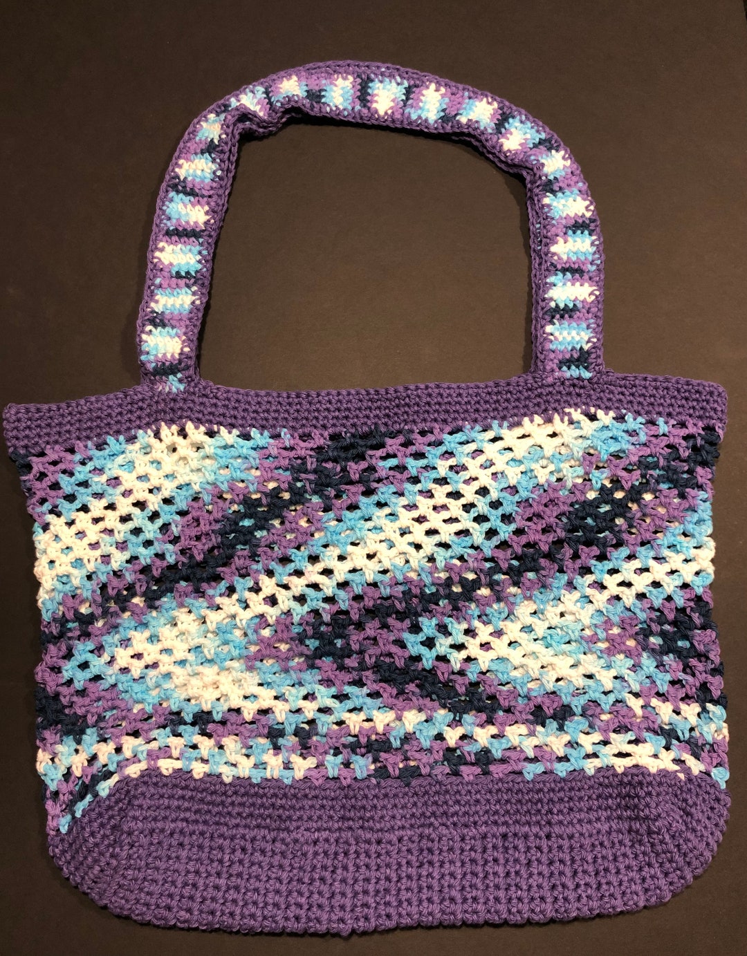 Large Handmade Market Bag Purple/blue Multicolor Etsy