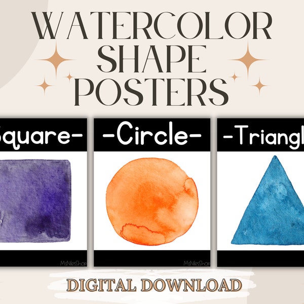 Shape Posters | Modern Classroom Decor Shape Posters | Watercolor Shape Poster | Classroom Posters| Shape Poster Pack