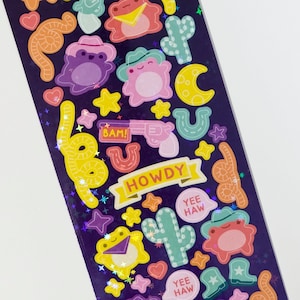 Cowboy Frog Deco Stickers | Holographic Kpop Toploader Deco | Journal Decoration | Aesthetic Planner | Scrapbooking