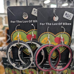 Recycled Bike Cassette Spacer Hoop Earrings