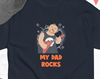 Unique My Dad Rocks Electric Guitar T-Shirt | Comfy Tee | Custom Apparel | Trendy Music Lover Gift