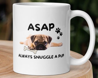 Adorable taza de café Pug para amantes de los perros: linda taza de cerámica con temática de mascotas, regalo perfecto para mamás Pug y dueños de mascotas