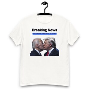 Breaking News: Trump and Biden Lock Lips in Bipartisan Agreement Tee