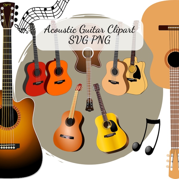 Acoustic guitar svg, Clipart, Png, Bundle, Guitar clipart, Transparent, Free commercial use, Cricut printable svg, Free clipart, Guitars
