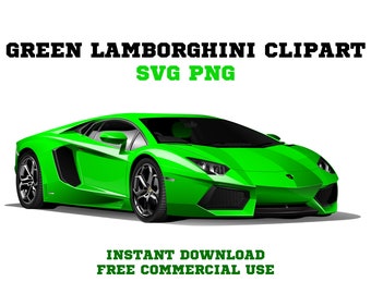 Green Lamborghini SVG Clipart | Luxury Sports Car PNG for Cricut & Commercial Use | High-Quality Transparent Vector Image