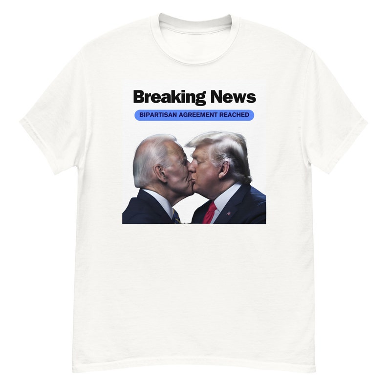 Breaking News: Trump and Biden Lock Lips in Bipartisan Agreement Tee