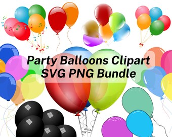 Party balloons svg, Clipart, PNG, Bundle, Transparent, Free commercial use, Vector, Illustrations, Balloon, Cricut printable svg