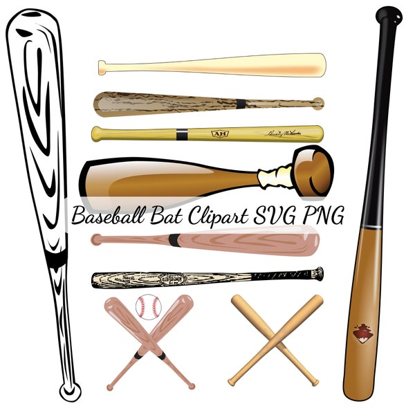 Baseball bat clipart SVG, PNG, Transparent, Free commercial use, Vector, Cartoon, Illustrations, File for cricut, Instant download, Bundle