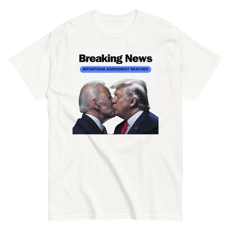 Breaking News: Trump and Biden Lock Lips in Bipartisan Agreement Tee