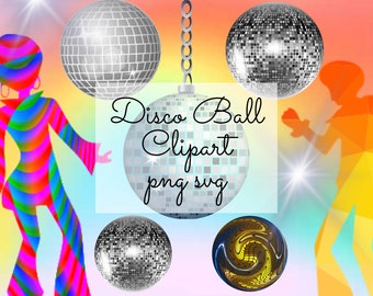 Disco Ball Clipart, SVG, PNG Bundle - Transparent Digital Download