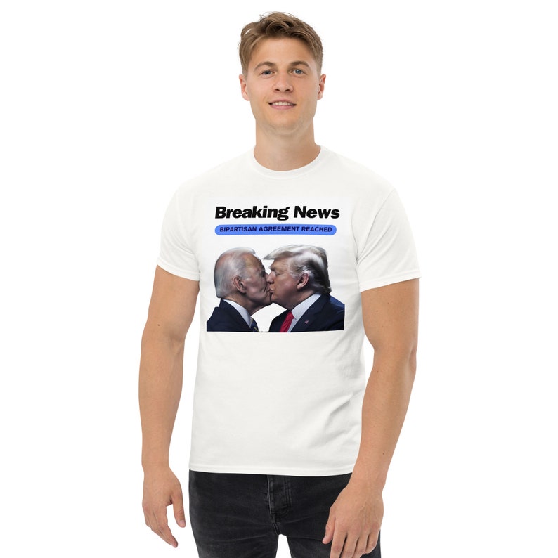 Breaking News: Trump and Biden Lock Lips in Bipartisan Agreement Tee