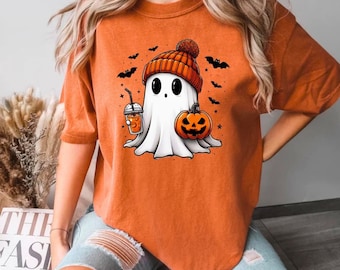 Cute Ghost Tee, Ghost Halloween T-Shirt, Halloween Women's Shirt, Halloween Pumpkin Shirt, Gift For Halloween, Halloween Tee