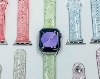 Glitter Apple Watch Band, Clear Jelly iWatch Strap