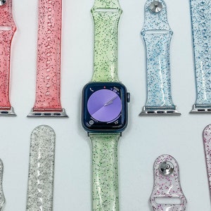 Glitter Jelly Apple Watch Band for 41mm 45mm 38mm 40mm 42mm 44mm, iWatch 7, Clear iWatch band, Watch band, Sports Apple Watch ban