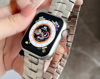 Silver Stainless Steel Apple Watch Band, Anti Tarnish Strap