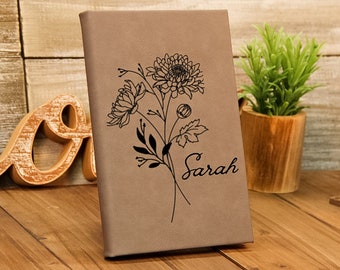 Birth Flower Name Journal, Gratitude Journal, Personalized Journal, Prayer Journal, Journal Personalized, Self Care Journal Wellness Journal