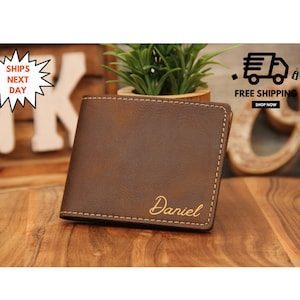 Anniversary Gift for Him, Personalized Wallet, Mens Wallet, Engraved Wallet,Leather Wallet,Custom Wallet,Boyfriend Gift for Men,Gift for Dad