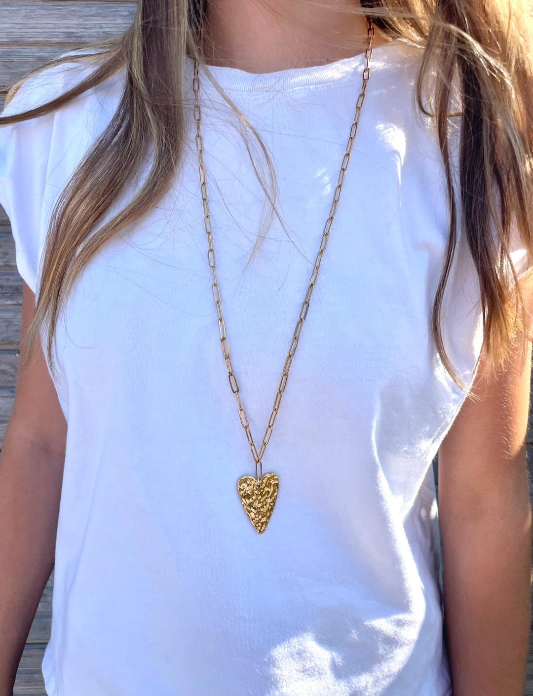 Collier long pendentif coeur - Etsy France