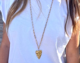 collier long pendentif coeur