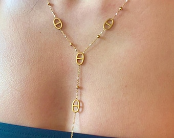 Collier sautoir en acier inoxydable maille marine