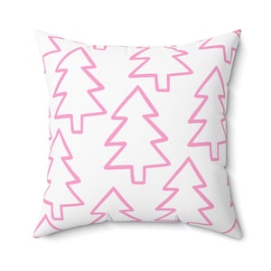 Minimalist Pink Christmas Pillow Cover, Modern Xmas Throw Pillow, Pink Winter Pillow Sham, Pink Holiday Decor