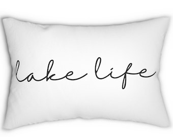 Lake Life Pillow, Lake House, Black White Pillow, Word Pillow, Lake House Decor, Lake Throw Pillow, Nautical Pillow, PILLOW + COVER