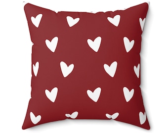 Red Valentine's Pillow, Heart Pillow, Red White Valentine's Day Throw Pillow, Modern Pillows, Valentine's Decorations, MULTIPLE SIZES