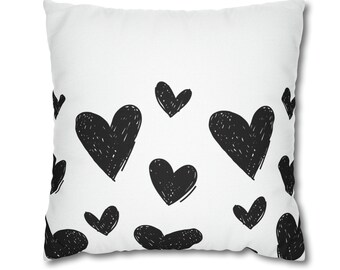 Black White Valentine's Pillow Cover, Heart Pillow, Modern Valentine's Decor, Coastal Valentine's, Minimalist Pillow, MULTIPLE SIZES