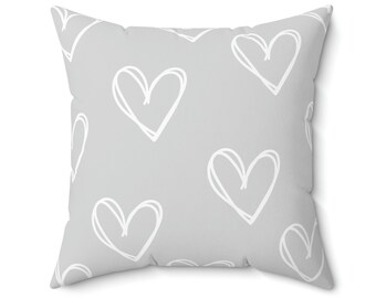 Valentine Pillow Cover, Gray Throw Pillow, Coastal Valentine, Heart Pillow, Minimalist Pillow, Multiple Sizes, VALENTINE'S COLLECTION
