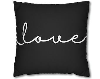 Black and White Love Pillow, Word Pillow, Black Throw Pillow, Valentine's Day Decor, Modern Love Toss Pillow, MULTIPLE SIZES