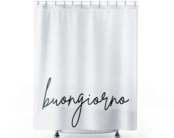 Black White Shower Curtain, Minimalist Shower Curtain, Buongiorno, Modern Bathroom Decor, Shower Curtain Boho, Shower Curtain Vintage