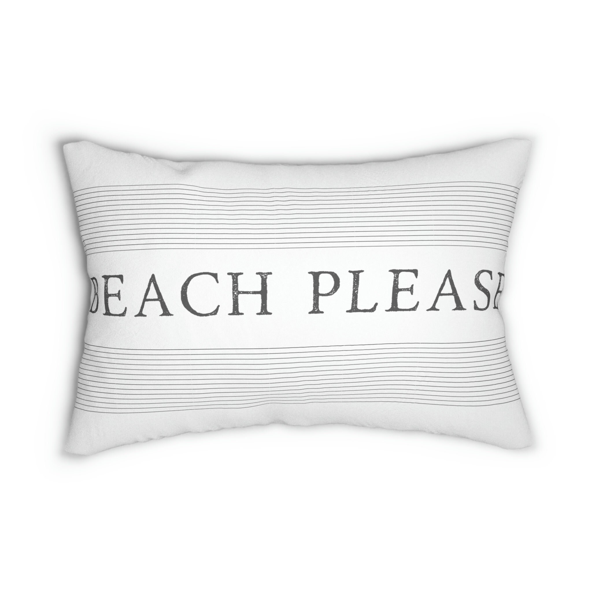 Beach Please Pillow, Nautical Pillow, Coastal Lumbar Pillow, Black