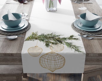 Gold And Green Table Runner, Christmas, Holiday Table Runner, Modern Xmas Runner, Gold Christmas Decorations, 2 SIZES, 2 FABRICS
