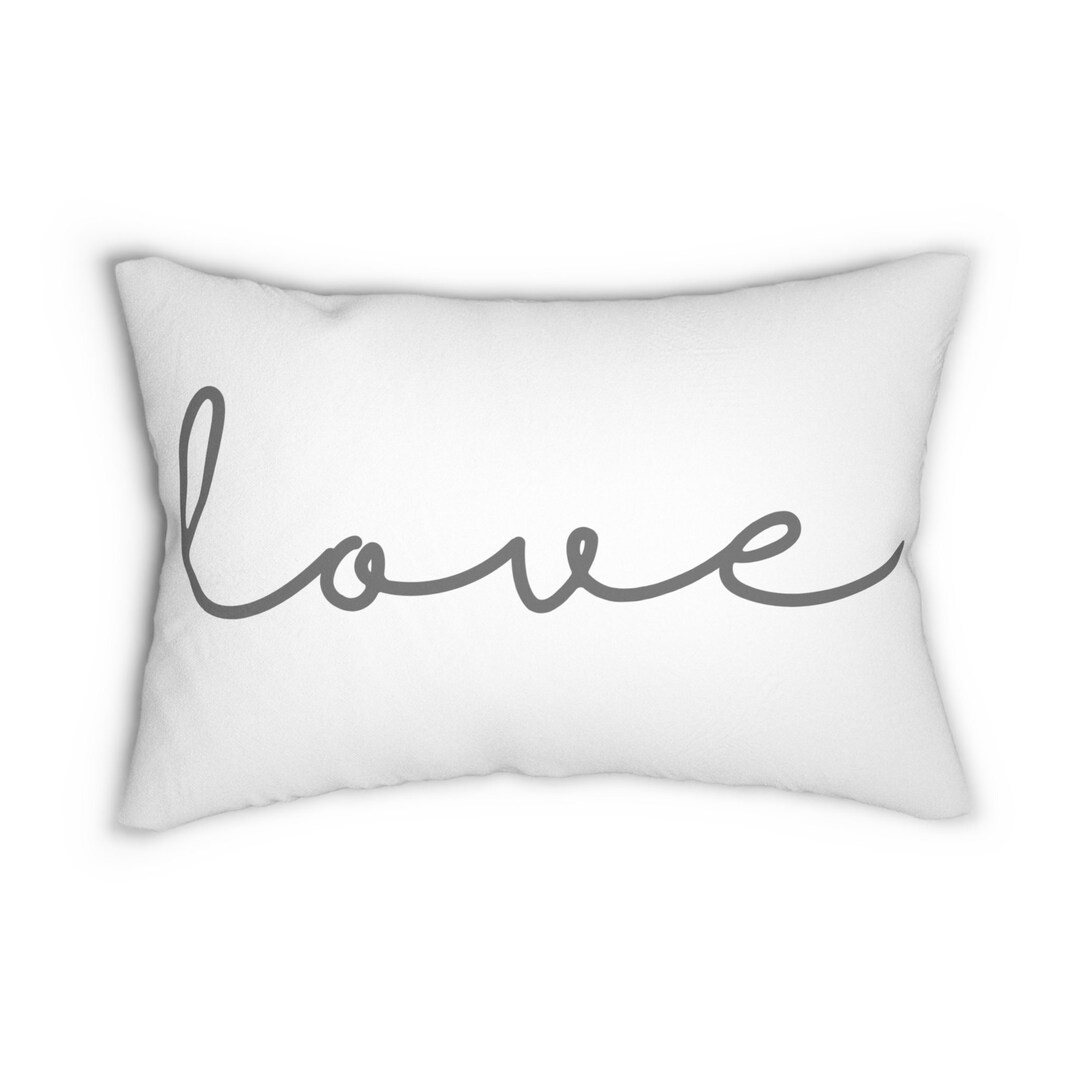 Gray Lumbar Pillow, Love, Coastal Pillow, Modern Toss Pillow, Valentine