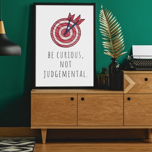 Be Curious Not Judgemental, Walt Whitman, Minimalist Quote Poster, Modern Art For Office, Inspirational Classroom Poster, MULTIPLE SIZES