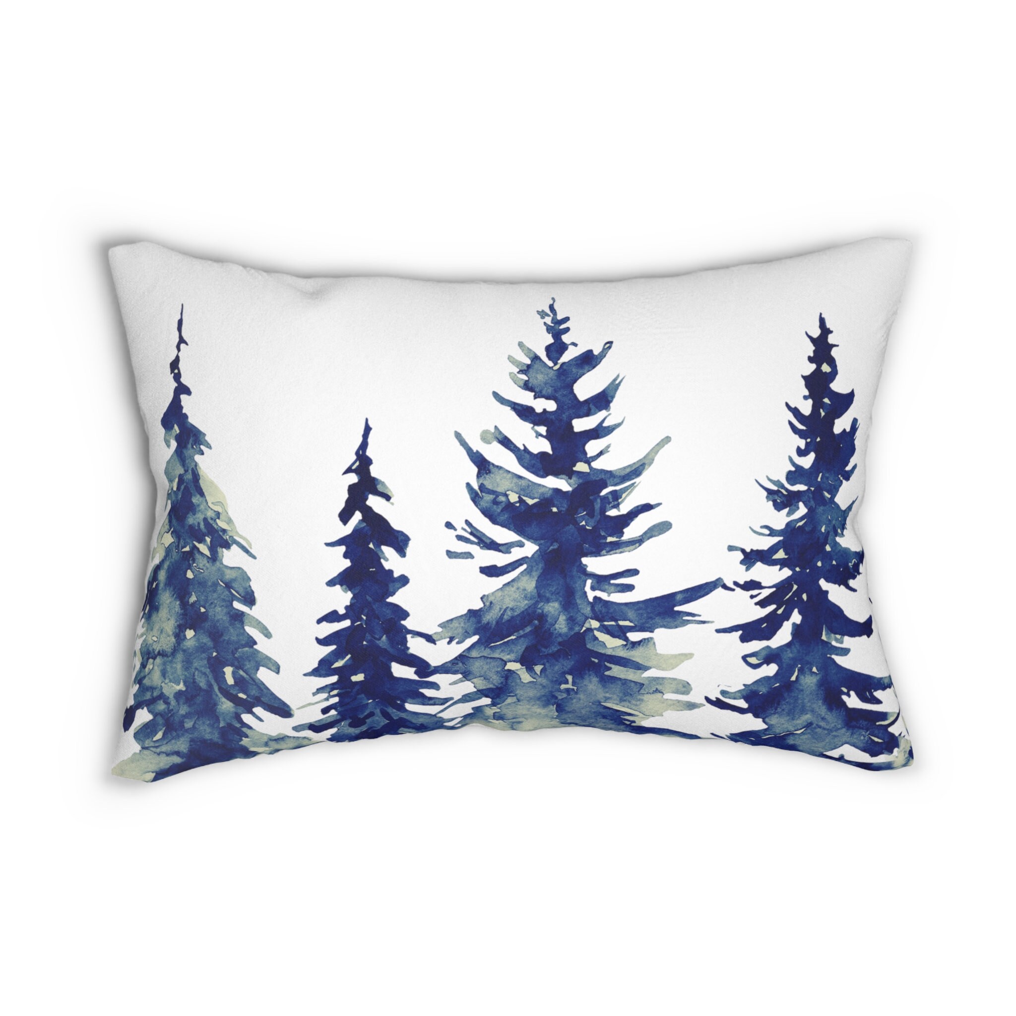 1Pc Christmas Tree Blue Victorian Blue Navy Blue Throw Pillow Cover,  Mid-Century Retro Farmhouse Winter Christmas Throw Pillow Cover, Velvet  Decorative Cushion Cover 45×45Cm/18×18, Suitable For Christmas Party  Living Room/Bedroom/Sofa/Bed Decoration